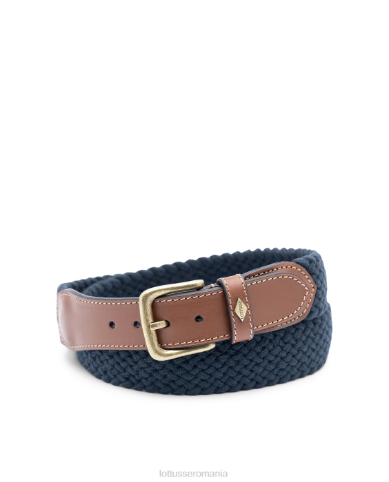 Lottusse bărbați cinturones elastic tubular de vițel împletit TJT637 accesorii albastru marin