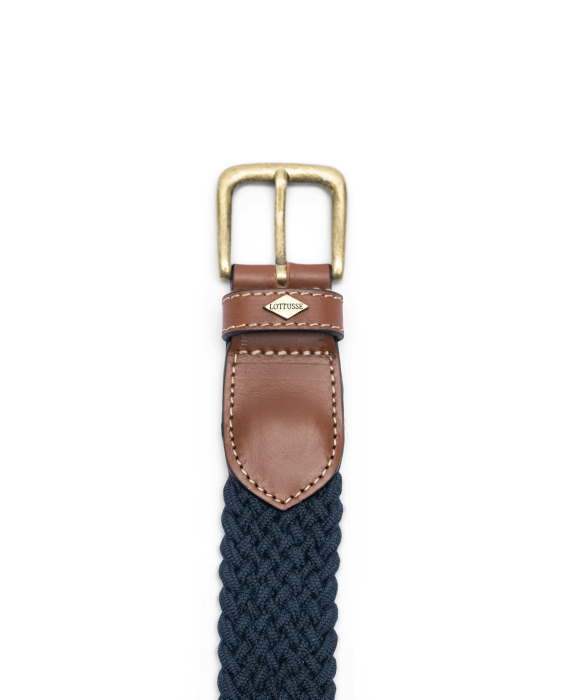 Lottusse bărbați cinturones elastic tubular de vițel împletit TJT637 accesorii albastru marin