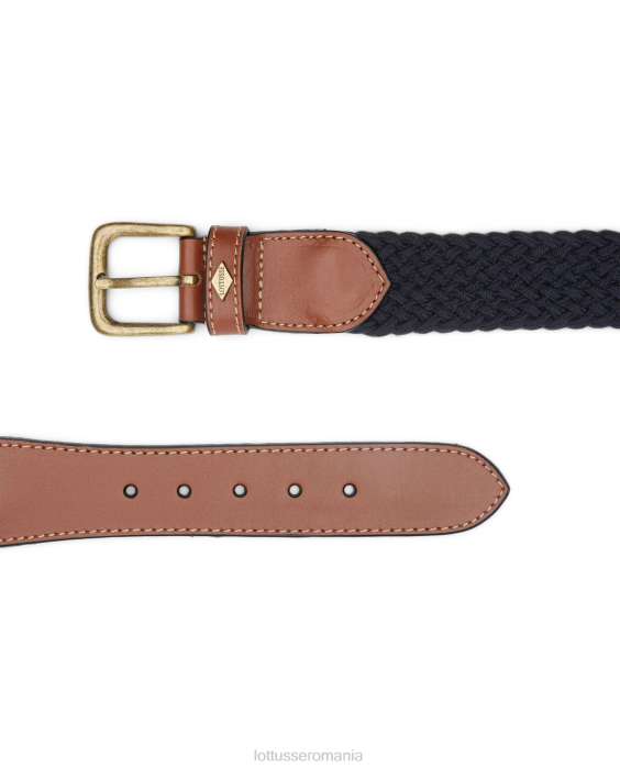 Lottusse bărbați cinturones elastic tubular de vițel împletit TJT637 accesorii albastru marin