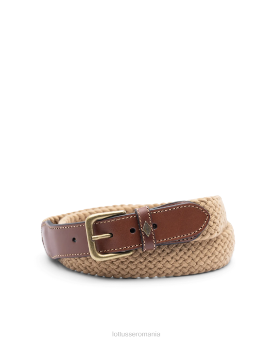 Lottusse bărbați cinturones elastic tubular de vițel împletit TJT638 accesorii bej