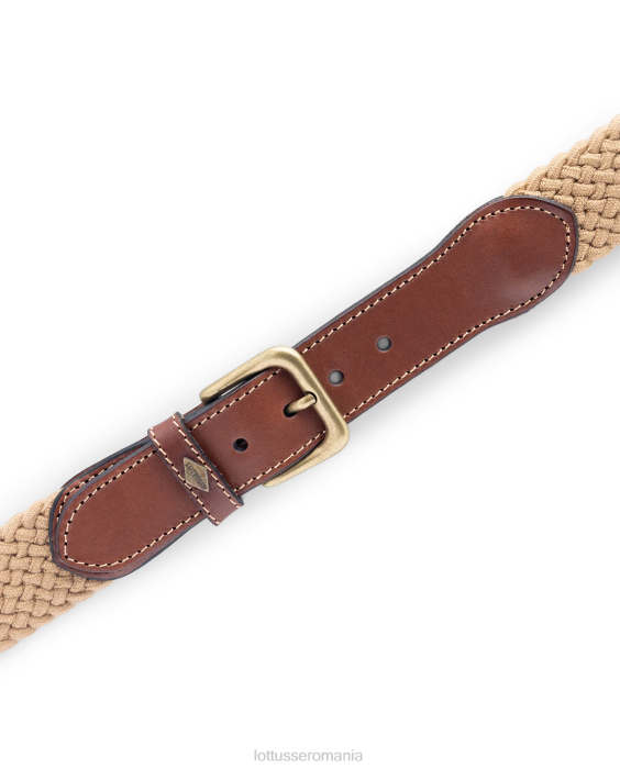 Lottusse bărbați cinturones elastic tubular de vițel împletit TJT638 accesorii bej