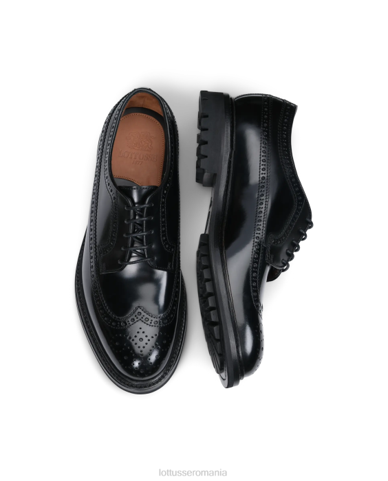 Lottusse bărbați walton lustruit binder calf derby TJT640 încălţăminte negru