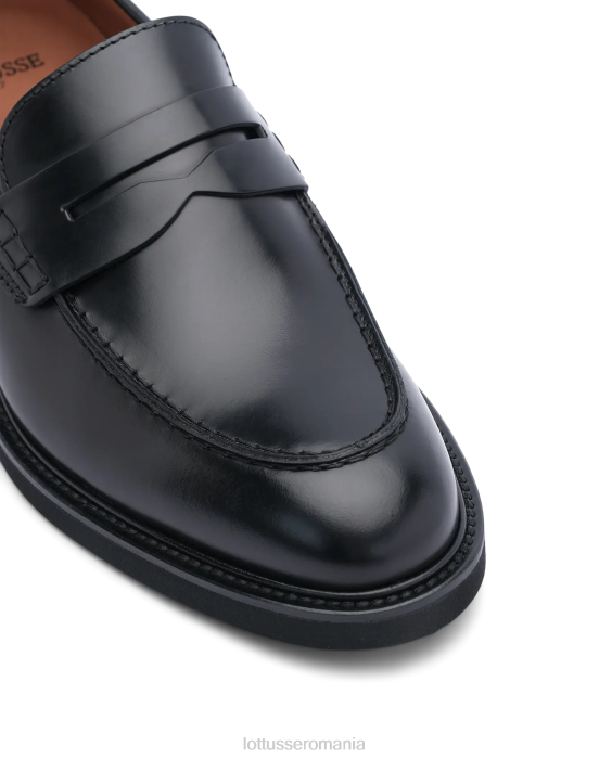 Lottusse bărbați mocasini baltimore din vițel strălucitor TJT6163 încălţăminte negru
