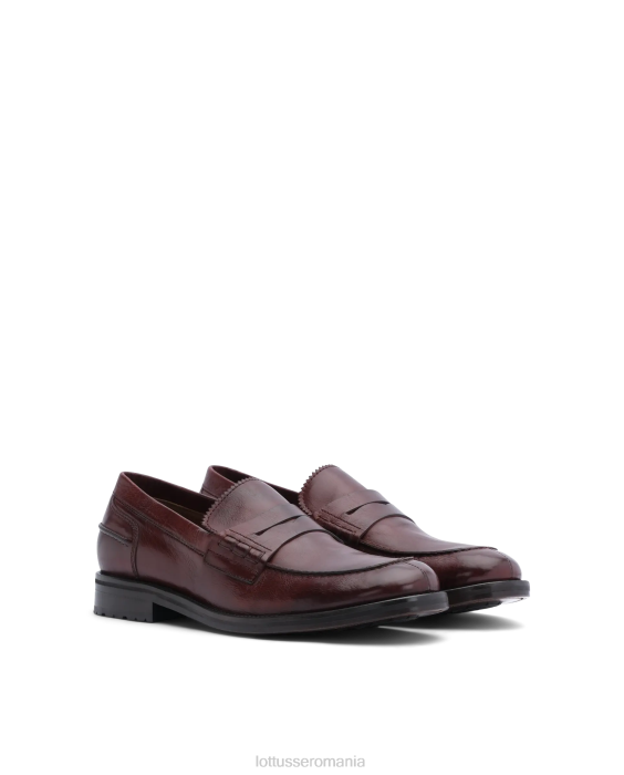 Lottusse bărbați mocasini orwell din piele de vitel burgundy TJT6168 încălţăminte maro
