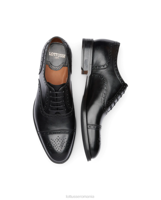 Lottusse bărbați lenox peria vițel oxford TJT610 încălţăminte negru