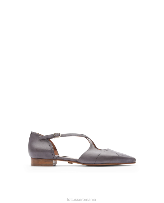 Lottusse femei balerini smithson crust anilin vițel TJT6215 încălţăminte gri plumb