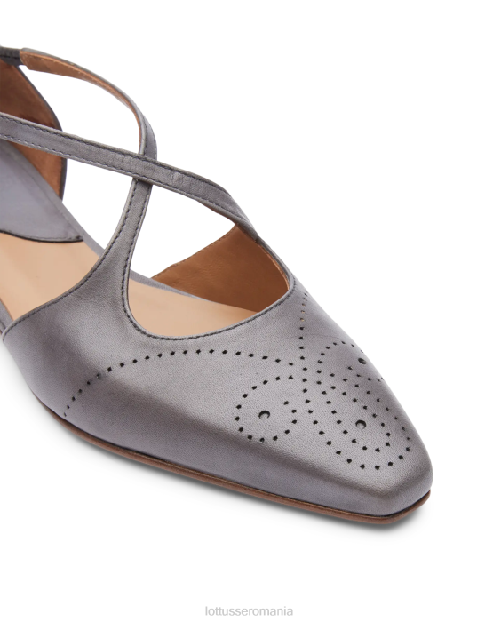 Lottusse femei balerini smithson crust anilin vițel TJT6215 încălţăminte gri plumb