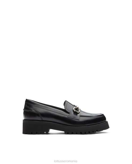 Lottusse femei mocasini de vițel covent lustruiți TJT6403 încălţăminte negru