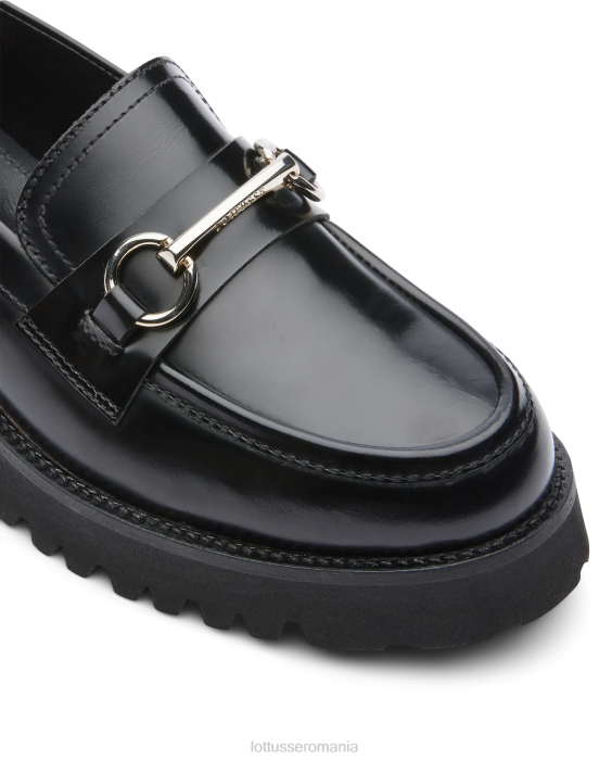 Lottusse femei mocasini de vițel covent lustruiți TJT6403 încălţăminte negru