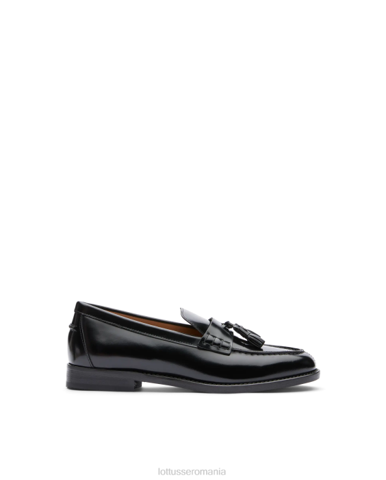 Lottusse femei mocasini de vitel binder lustruiti chris TJT6393 încălţăminte negru