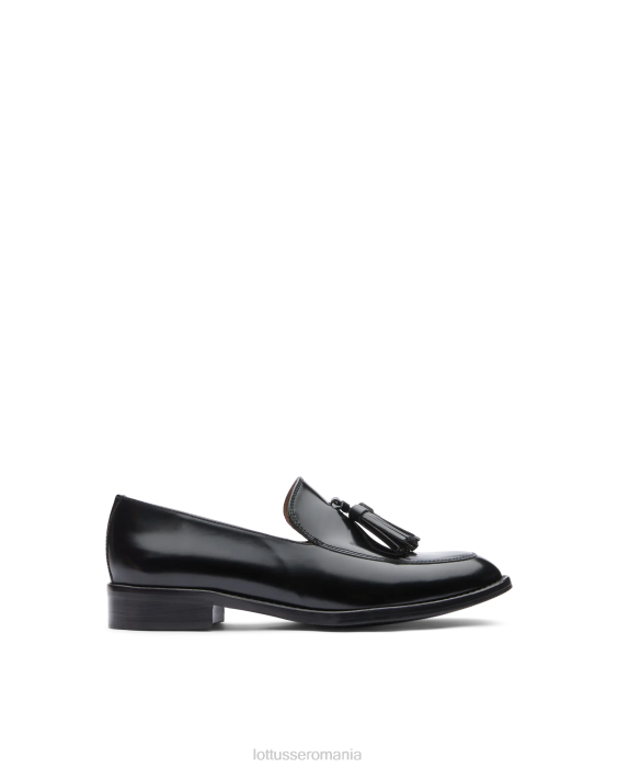 Lottusse femei mocasini de vitel clare lustruiti binder TJT6397 încălţăminte negru
