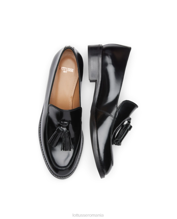 Lottusse femei mocasini de vitel clare lustruiti binder TJT6397 încălţăminte negru